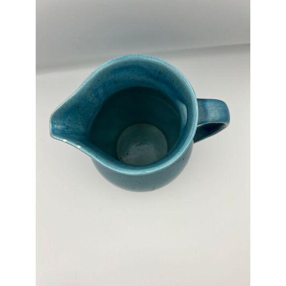 Vintage Blue Ceramic Pitcher Vase Mid Century Modern USA Nippon - Picture 2 of 8